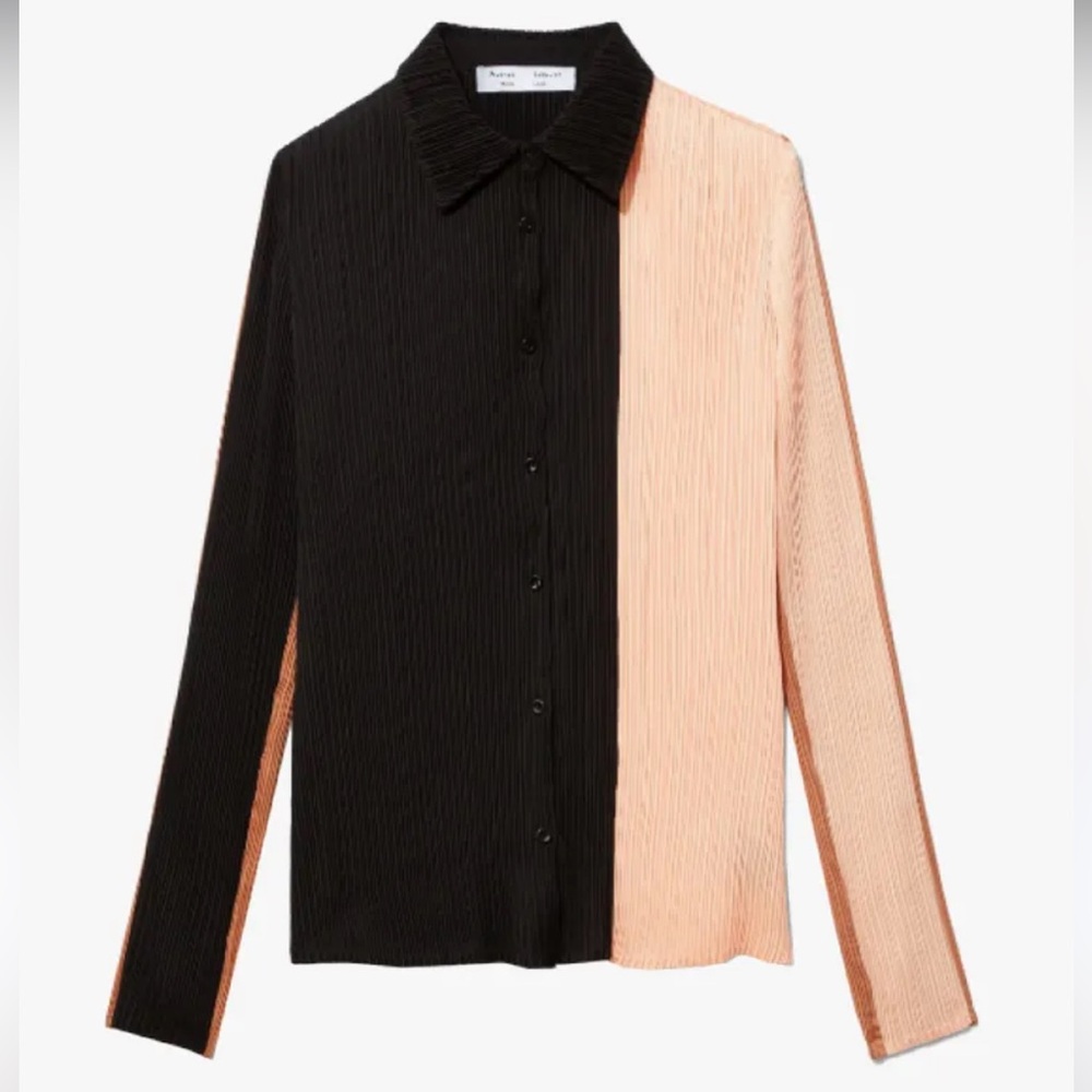 Proenza Schouler White Label Colorblock Plisse Button-Up Shirt